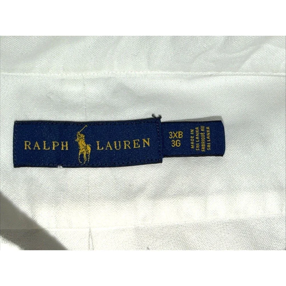 Ralph Lauren Mens Button Shirt Short Sleeve 3XB Cars Glasses Embroidered White